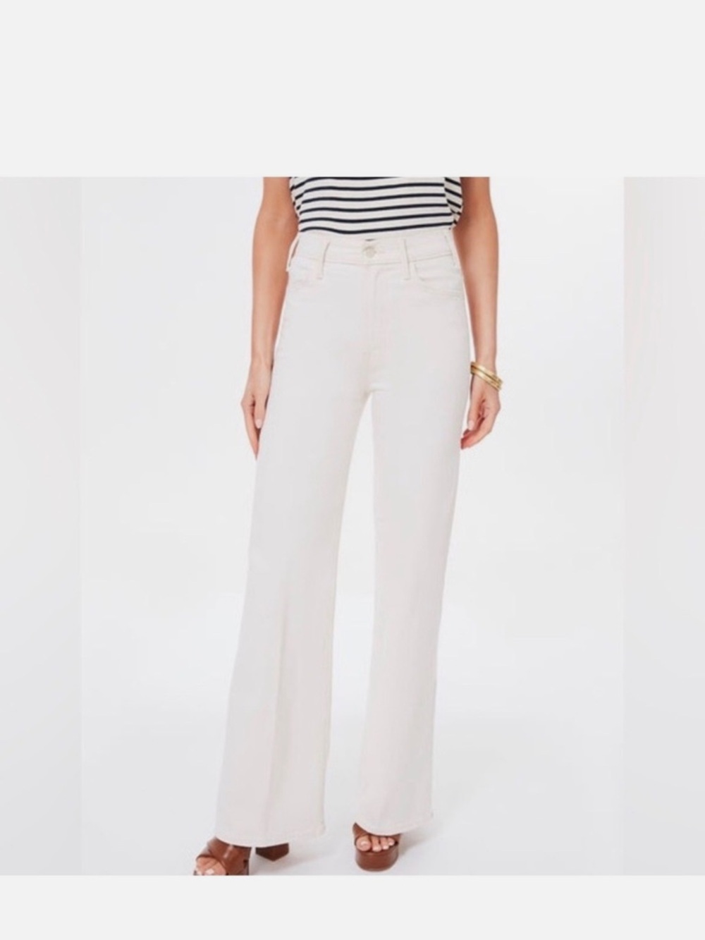 Mother Superior jeans The Hustler Roller Heel Act Natural 30 wide leg cream boho